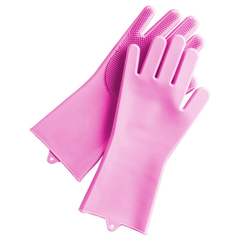 Luvas de limpeza para lavar louça, luvas mágicas de silicone para lavar louças para casa cozinha ferramenta de limpeza, 1 par: pink