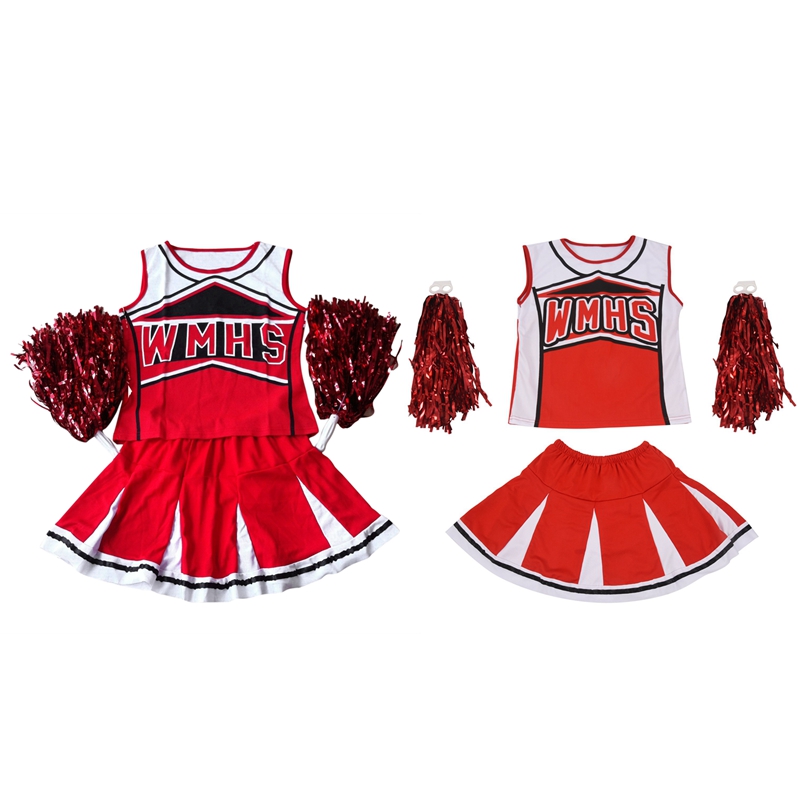 Tank Top Petticoat Pom Pom-Pom Cheerleader Cheer Leiders L (38-40) 2 Piece/m (34-36) 2 Stuk Pak Rood Kostuum: Default Title