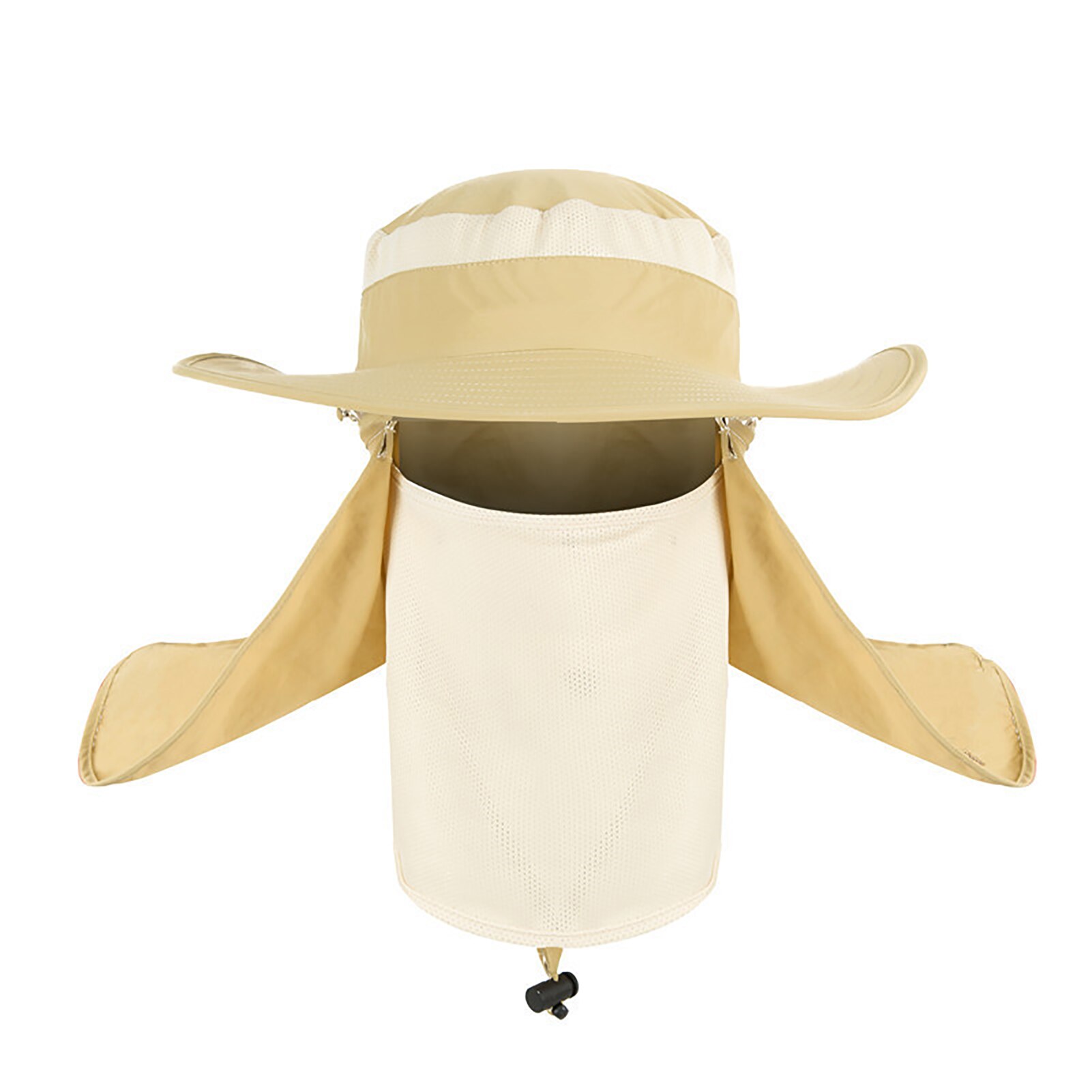 Summer Outdoor Sun Protection Fishing Cap Neck Face Flap Hat Wide Brim Face Neck Cover Protection for Men LL@17: Khaki