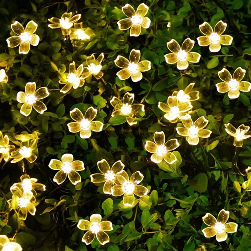 Christmas Decorations String Lights Waterproof 10/20/30leds Cherry Blossoms Peach Flower Fairy Garland for Tree Garden Fence