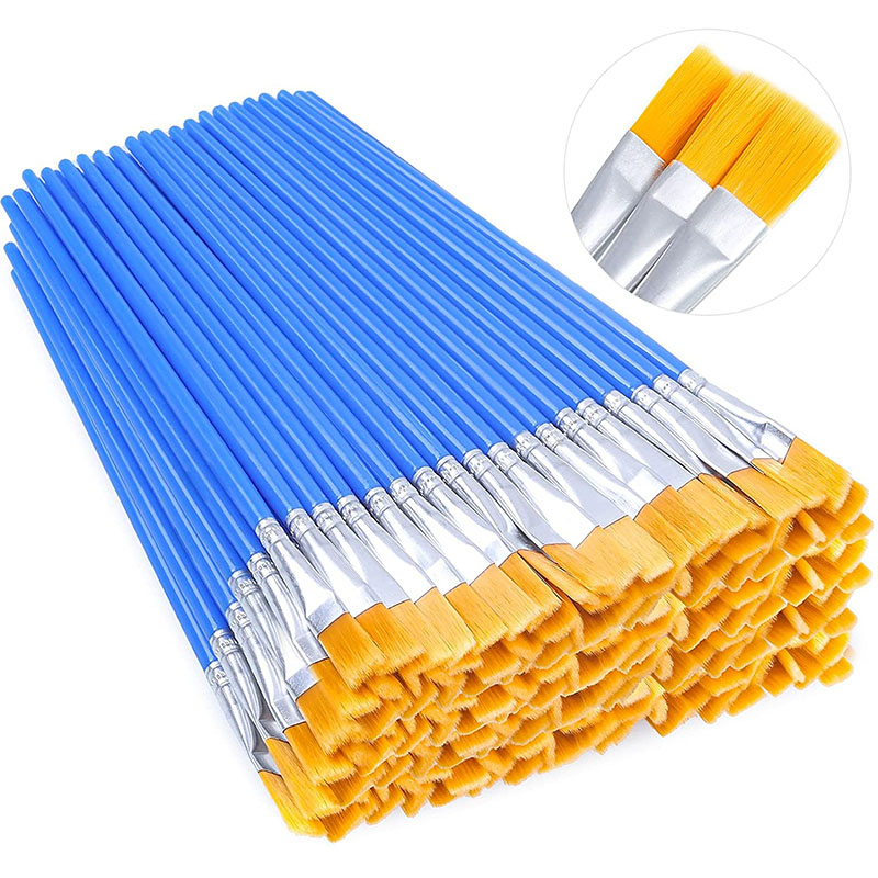 50 stuks schilderborstels set kunst rond plat haar nylon haar kwast voor olie acryl aquarel kinderen/kunstenaars/beginners/studenten: Sky Blue
