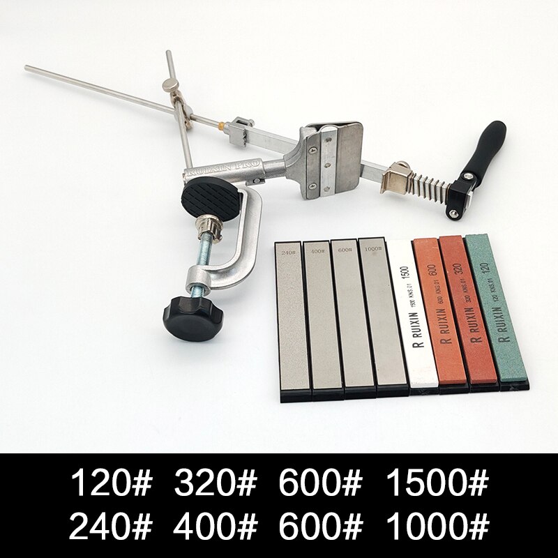 ruixin Pro Knife Sharpening System full fixed angle sharpener Diamond Whetstone flip multifunction Sharpener Knife Blade: Set E