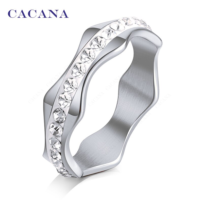 Cacana Rvs Ringen Voor Vrouwen Cz Wave Vorm Sieraden Geen. R86
