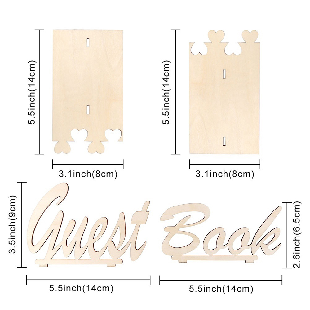 1pc Wedding Guest Book Sign Board Rustic Wooden Wedding Decoration DIY Guest Sign-in Book Table Decoration Party Accessories