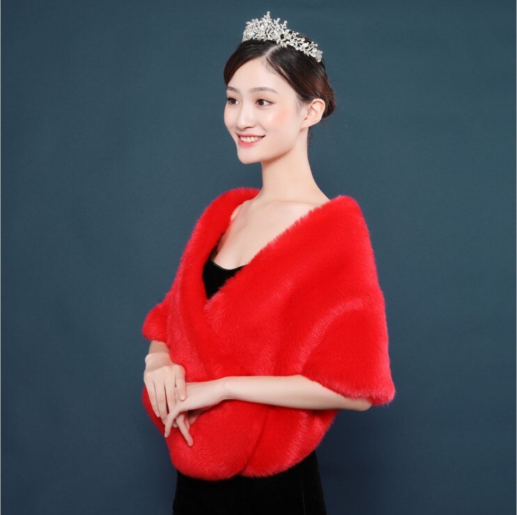 verrotten Schwarz Pelz Faux Winter Bolero Frauen Braut Schal Hochzeit Kap Auf Lagerbier Braut Mäntel Hochzeit Mantel Jacke Für Abend Party