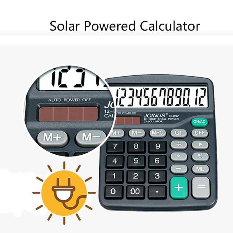 Calcolatrice finanziaria ufficio calcolare strumento commerciale solare/alimentato a batteria 12 cifre calcolatrice calcolatrice elettronica 147*118MM