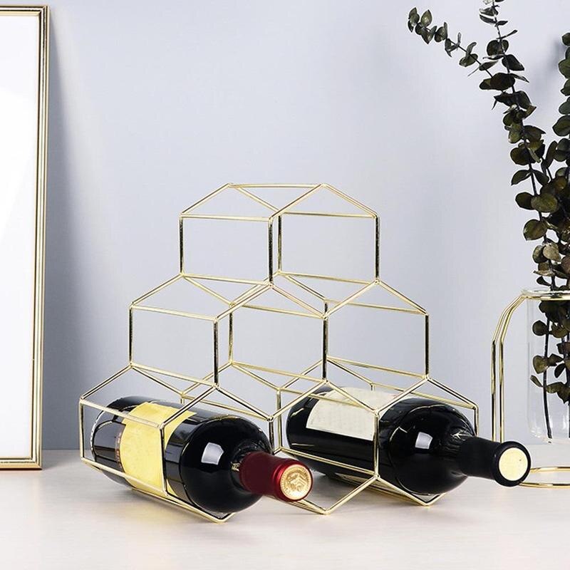 Honeycomb Wine Rack Modern Style Metal Wine Wine Ornaments Storage Rack Cooler Iron Wrought