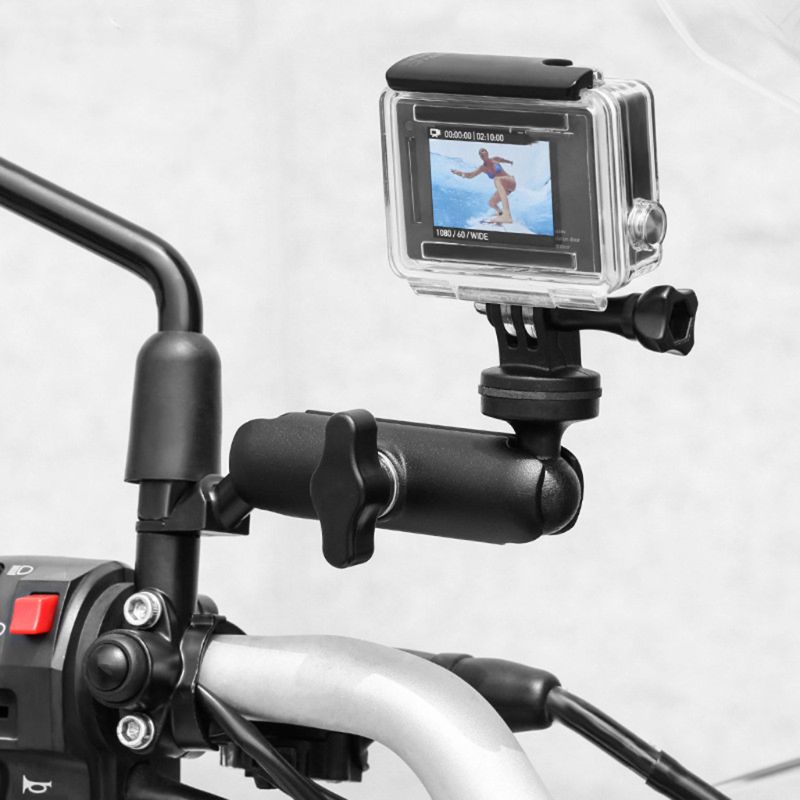 Motorcycle Bike Camera Houder Stuur Achteruitkijkspiegel Beugel 1/4 Metalen Standaard Voor Go-Pro Hero8/7/6/5/4/3 + Actie Camera