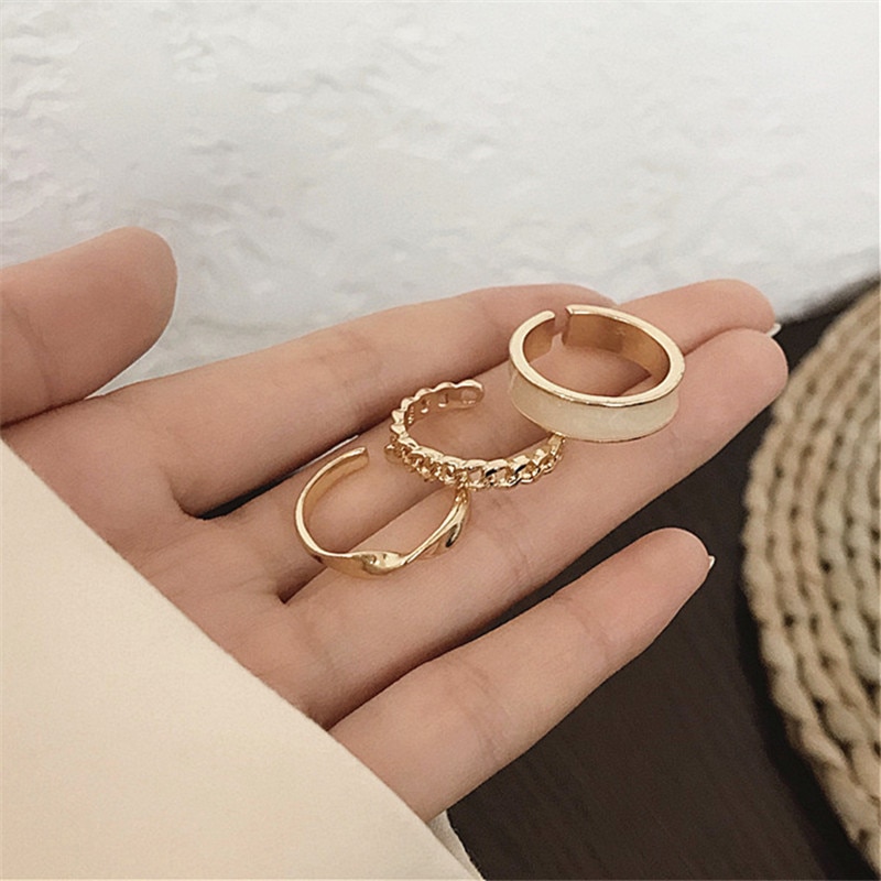 Rings For Women Jewelry Wedding Adjustable Opening Of Three-piece Suit Engagement Stainless Steel Ring Set