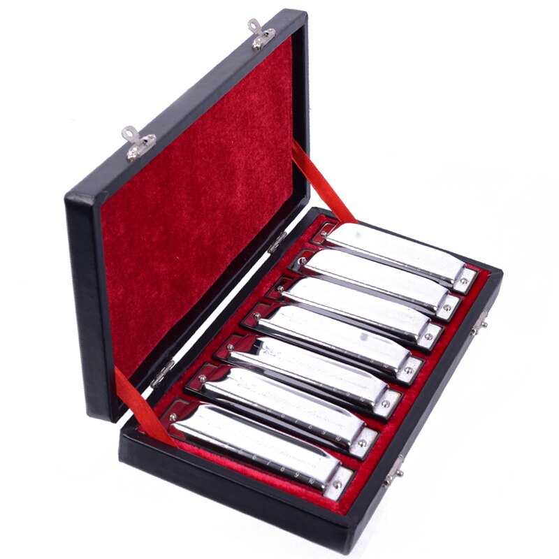 Munnspill swan  sw1020-7t bluesband 7 deler blues harpe diatonisk munnspill sett med etui + kluter