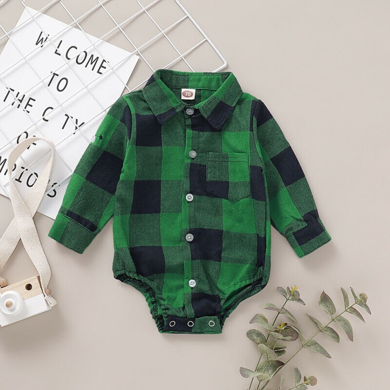 Pasgeboren Baby Jongen Lange Mouw Bodysuits Baby Jongen Plaid Body