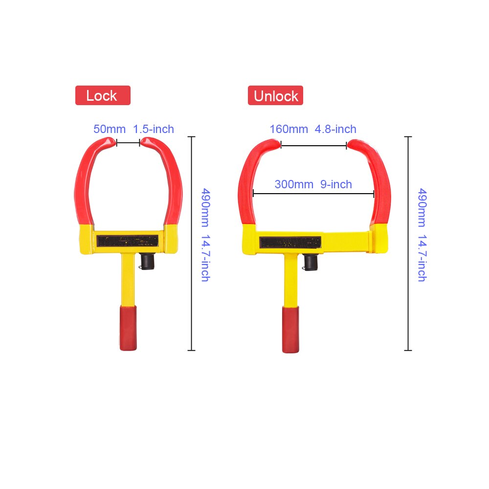 Car Truck Tire Lock Anti-Theft Lock Portable Heavy Duty Wheel Clamp Lock Tire Claw Trailer Auto Universal fitment Car Accessorie