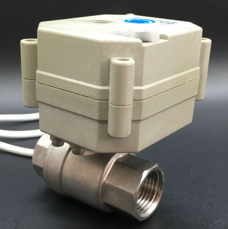 Messing Gemotoriseerde Kogelkraan, Normaal Gesloten Kogelkraan 2 Draads 2-weg Elektrische Kogelkraan DN25 ABS DC 12V‑24V Accessoire