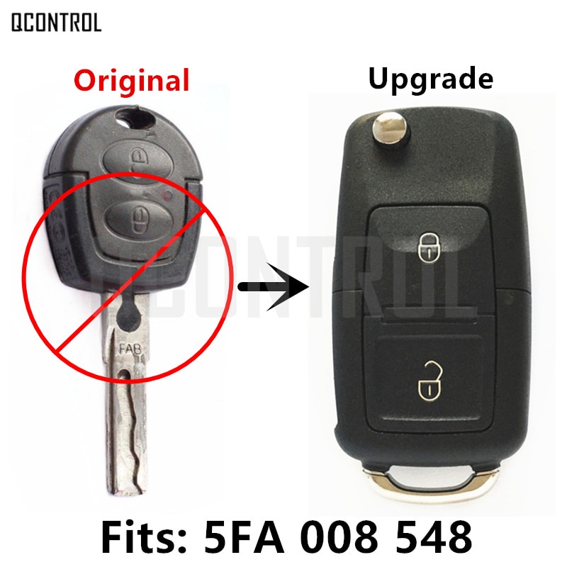 QCONTROL Car Remote Flip Key for SEAT ALHAMBRA/AROSA/CORDOBA/IBIZA/LEON/TOLEDO 5FA 008 548 with ID48 Chip 434MHz