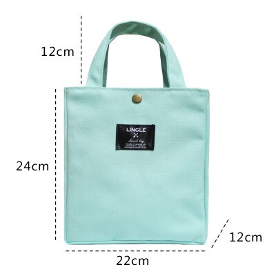 Bento lunchbox tas met lunch draagbare lunch canvas eco tas kantoormedewerker handtas student kleine lunchbox tas: Lichtgroen