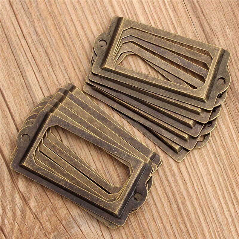 Metal Label Pull Frame Handle Antique Brass File Business Card Holder Photo Frame Home Decoration 12Pcs/Pack
