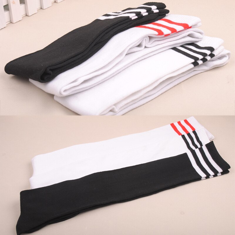 Sexy Socks Striped Long Socks Lolita Cotton School Girl Over Knee Stocking Anime Tight High Black White Kawaii Cosplay T421