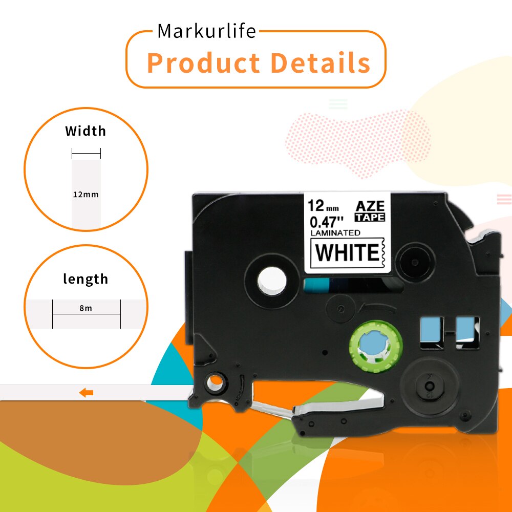 Markurlife TZe-231 6PCS Label Tape 12mm Compatible for Brother TZe-131 TZe-431 TZe-531 TZe-631 TZe-731 Label Maker