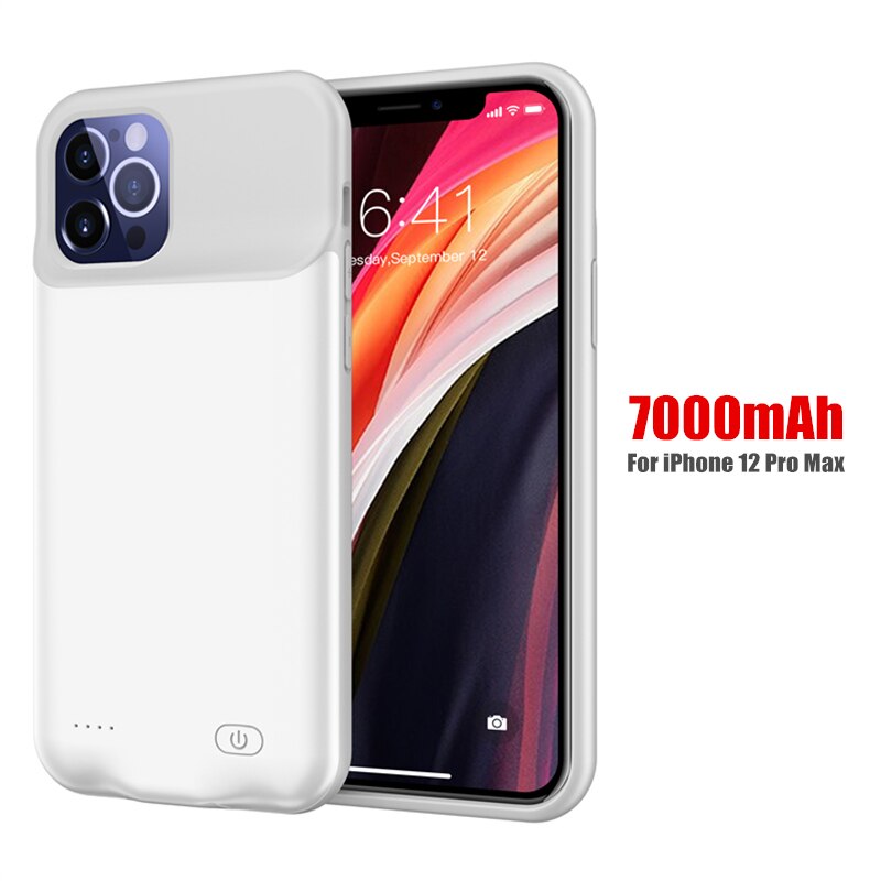 Amstar odporny na wstrząsy futerał na ładowarkę do iPhone 12 Pro Max 12 Mini Powerbank Case zewnętrzny zestaw do ładowania baterii: White 12 Pro Max