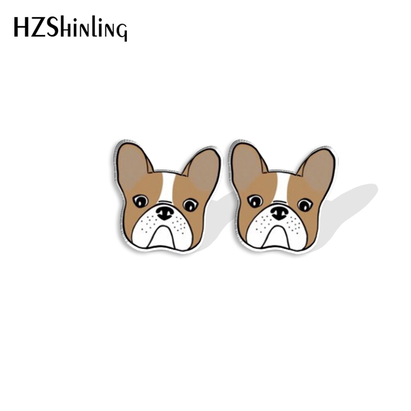 Pendientes con pasador de cabeza de Bulldog Francés para amantes de los perros, pendientes de resina acrílica, joyería hecha a mano epoxi, para amigos, novedad de 2023: COLOR ORO ROSADO