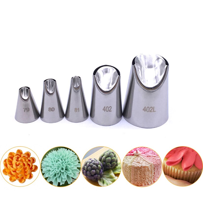 5 Stks/partij Dahlia Bloemblaadjes Ruche Tips Icing Piping Nozzles Fondant Cake Decorating Pastry Tip Set Cupcake Gereedschap Bakvormen