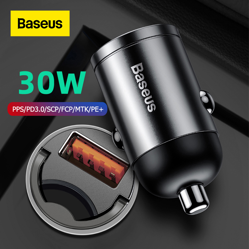 Baseus 30w hurtig biloplader qc4.0 pps hurtig opladning til xiaomi samsung telefon auto usb type-c stikadapter opladning
