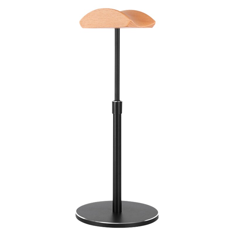 JINSERTA Aluminum Alloy Headphone Holder Up and Down Adjustable Headset Stand Bracket Display Shelf Wooden Desktop Hanger: Black - beech