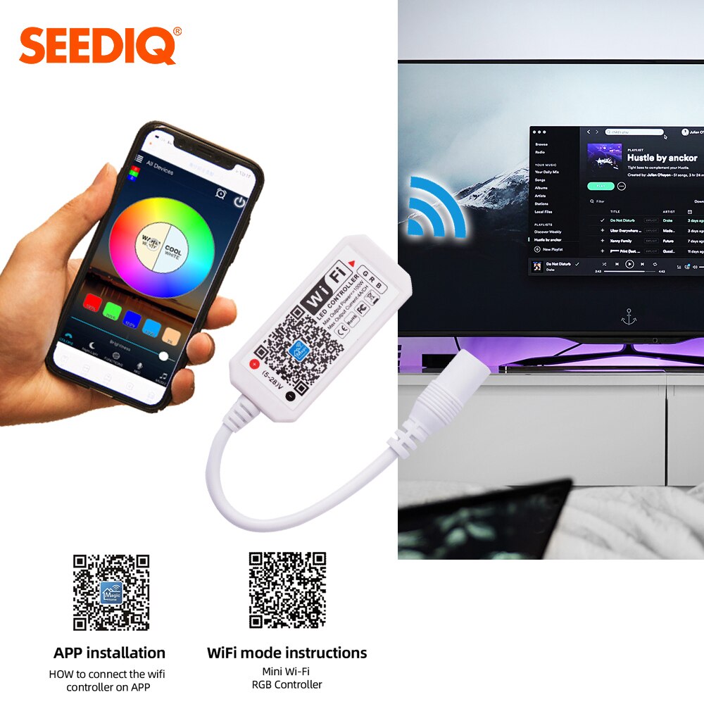 Led Controller 3key/24Key Ir Remote Wifi DC5V-24V Controller Met Usb Led Strip Licht Afstandsbediening Alexa Smartphone Magic thuis