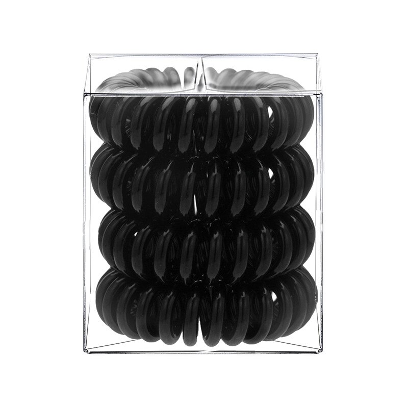 4 Pcs/Box Telephone Wire Elastic Hair Rubber Bands Transparent Spiral Hair Ties Rings Gum for Women Girls Hair Accessories: 12