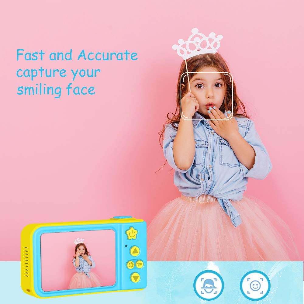 Kids Camera Kids Digital Video Camera 1080P FHD Kids Shockproof Video Camcorder with 2 Inch IPS Screen Kids Digital Camera blue