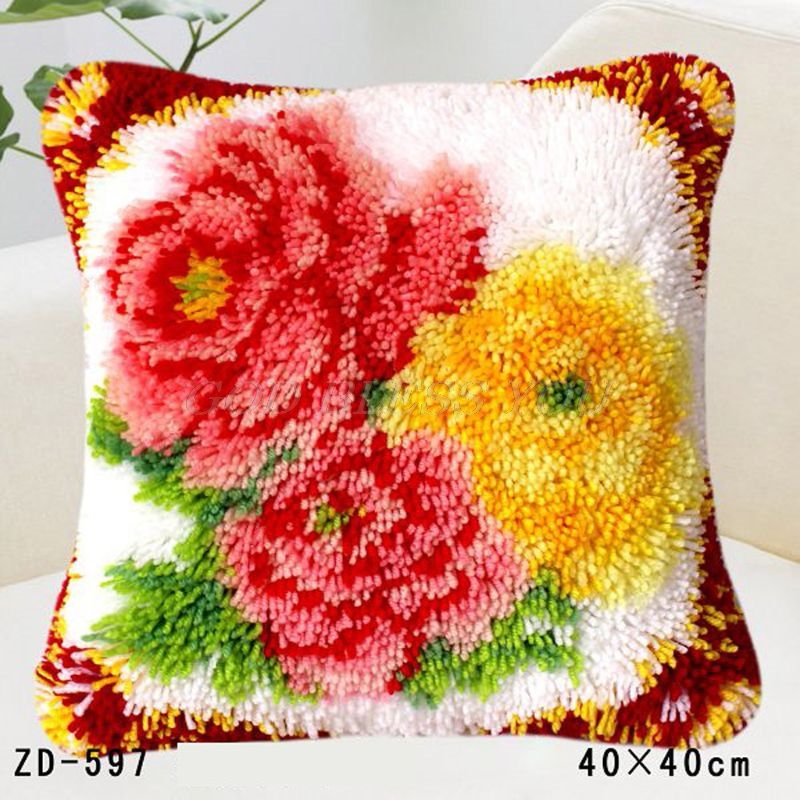 Flowers Grass Coarse Wool Latch Hook Kits DIY Cross Stitch Carpet Embroidery Plant Series Segment Embroidery DIY Rug Hooking Set: 597