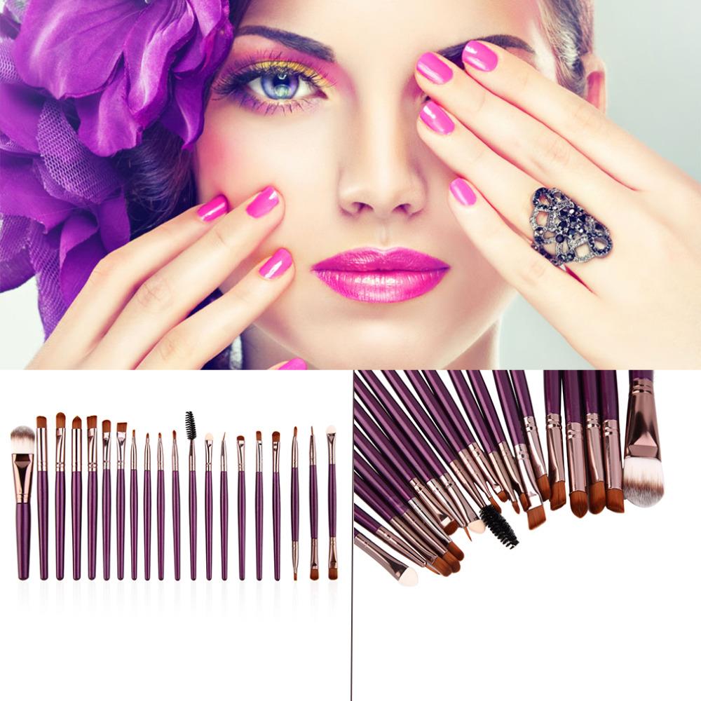 20 stuks cosmetische make-up blush paarse kwast met koffie haar blusher, foundation, poeder