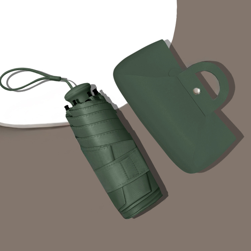 Guarda-chuva dobrável pequeno e compacto para meninas, proteção contra chuva e sol, fácil de transportar, equipamento de chuva para estudantes, itens domésticos, presentes de férias: Verde