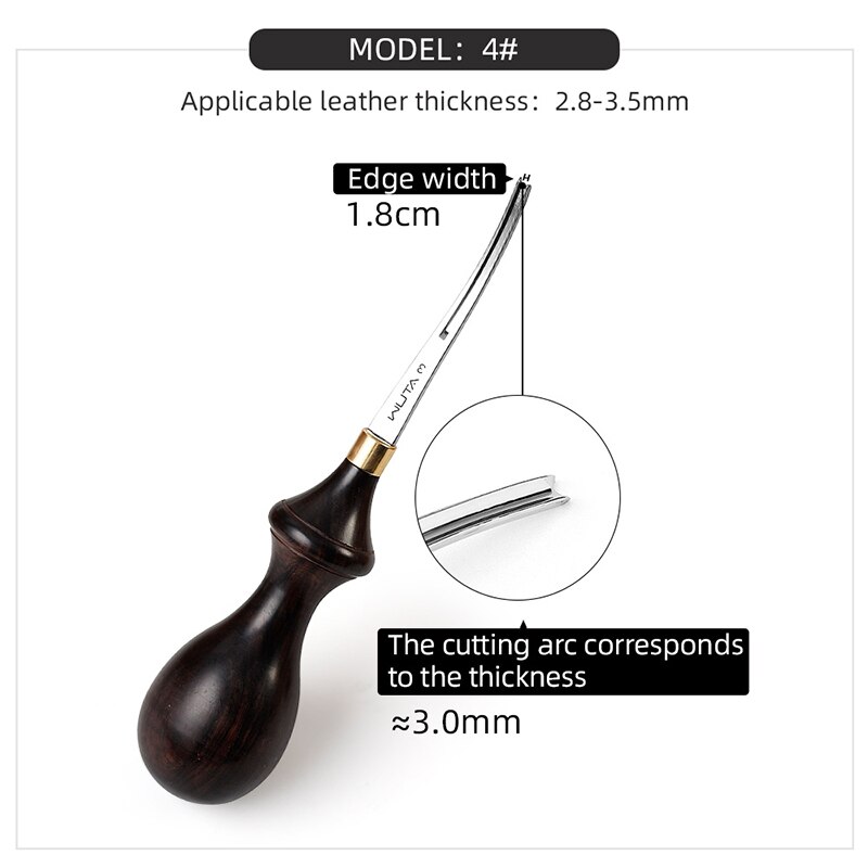 WUTA-biselador de bordes de cuero , herramientas para cuero, herramientas de trabajo de artesanía, cortador de mango de ébano de acero con troquel DC53, cortador de bordes, Creaser, en 6 tamaños: Gris oscuro