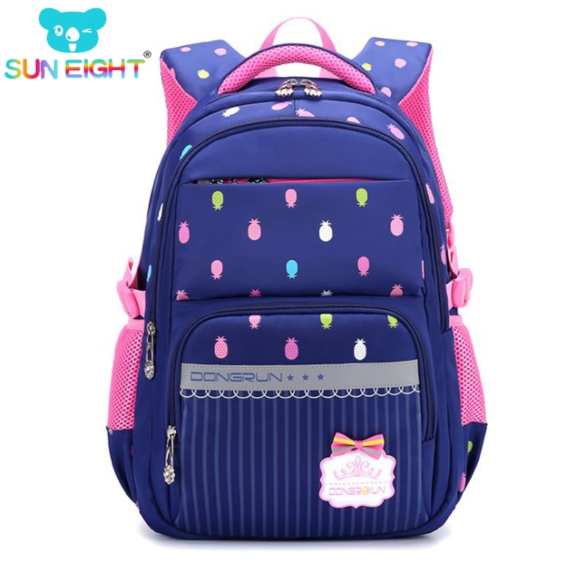 Mochila escolar impermeável com estampa de abacaxi, bolsa para meninas, adolescentes, grande capacidade