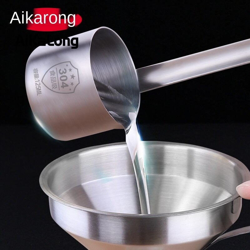 Cuchara elevadora de vino colgante, embudo de aceite de acero inoxidable 304, filtro doméstico de gran calibre pequeño, cantidad de vino
