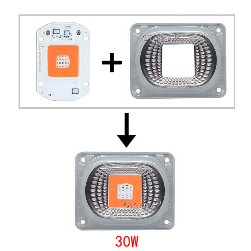20w 30w 50w led phyto lys  ac220v vækstlamper med linsereflektor rød+blå led vækstlys fuldt spektrum til planter frø: Kit 30w led.linse