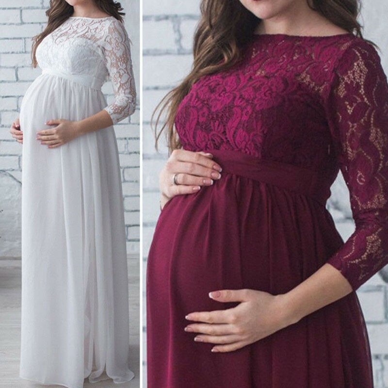Pudcoco Schwangere murmeln Kleid Mutterschaft Fotografie Requisiten Frauen Schwangerschaft Kleidung Spitze Kleid Für Schwangere Foto Schießen Kleidung