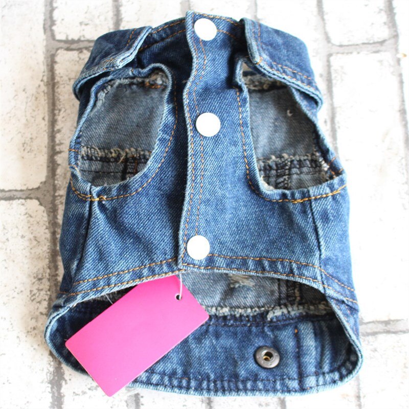 Mode Gat Blauwe Hond Kleren Hond Vest Lente Zomer Jeans Puppy Denim Hond Jas Jas Voor Franse Bulldog Yorkshire Terrier