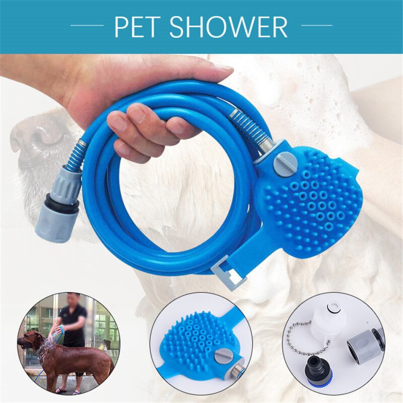 Kæledyr hund kat badning sprøjte bruser dyse rengøringsmateriel til dyreprodukter til kæledyr massage børste tilbehør til hunde