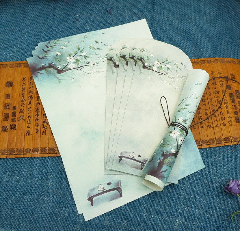 8pcs Chinese style retro letterhead antique suit letterhead envelope vintage envelope antique envelope letterhead