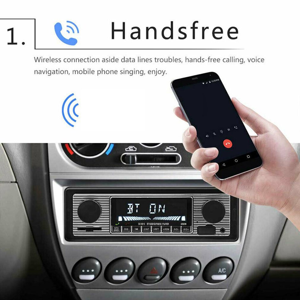 Vintage Auto Bluetooth Fm Radio MP3 Speler Stereo Usb Aux Klassieke Auto Stereo Audio Oled Kleurenscherm Auto Muziek Media speler