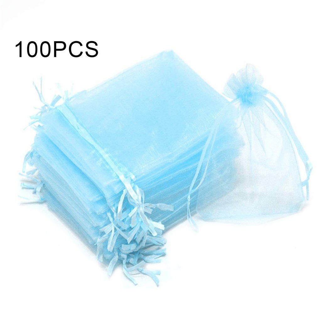 100Pc Organza Bag Jewelry Packaging Candy Wedding Party Goodie Packing Favors Cake Pouches Drawable Bags For Sweets: Dark Khaki