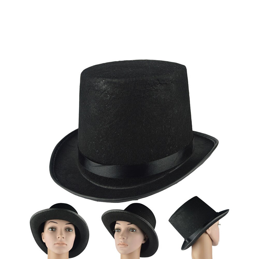 Chapeau de Jazz noir, chapeau de magicien sur scène, couronne de Gentleman, chapeaux chauds, accessoires de robe de danse