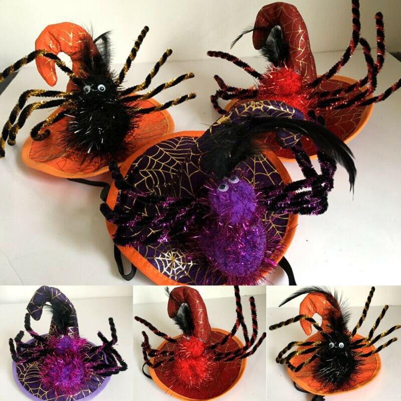 zwierzę domowe Halloween magiczne kostiumy pająk PumpkinHat-placki kot czarownica kapelusz czarodzieja na Halloween przebranie kapeluszy