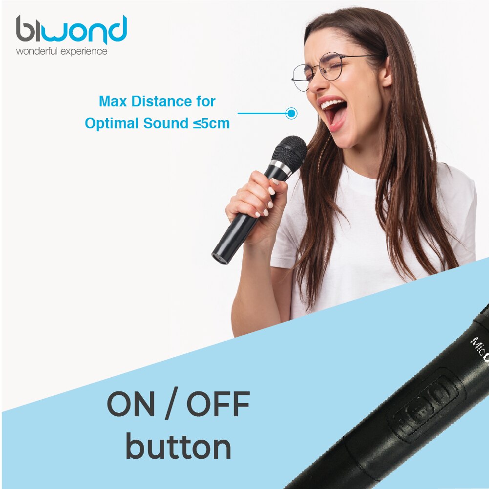 Micrófonos Biwond inalámbricos para fiestas, eventos, perfectos para interior y exterior, Jack 6.3mm, compatible con gran cantidad de dispositivos