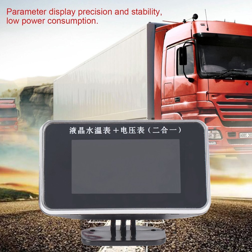 DC 9-36V Auto Car 2-in-1 LCD Screen Gauge Digital Water Temp Gauges Voltmeter High Precision 3 Digit For Car Trucks