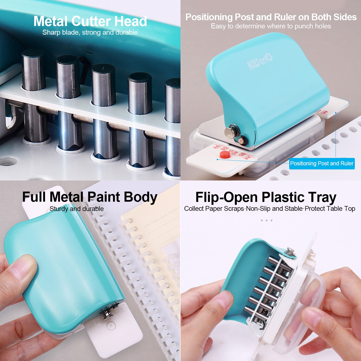KW-trio 3/6-Hole Paper Punch Handheld Metal Hole Puncher 5 Sheet Capacity 6mm for A4 A5 B5 Notebook Scrapbook Diary Planner