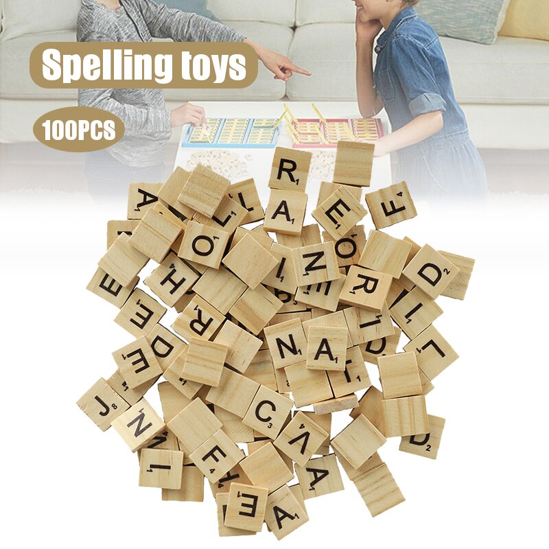 100 Pcs Hout Letters Tegels Perfect Voor Ambachten Brief Tegels Spelling Voor Vroege Onderwijs FOU99: Default Title
