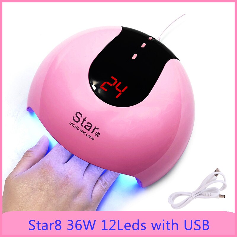 Star 8 Uv Nail Lamp 24 W 12 Leds Intelligente Inductie Manicure Gel Nail Droger Slimme Lcd-scherm Zon Licht uv Led Lamp